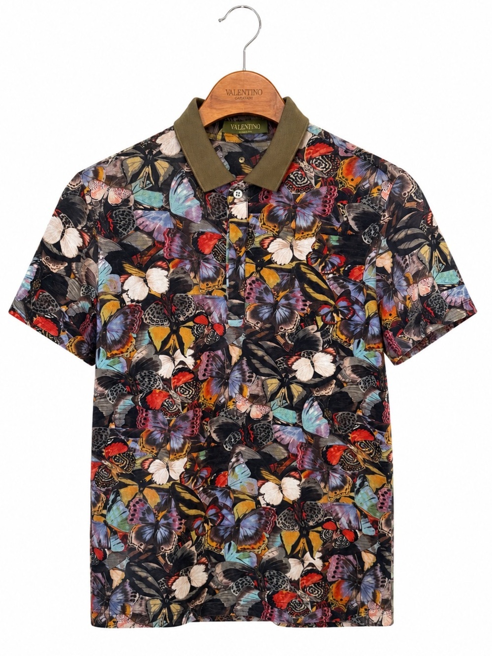 Valentino Camubutterfly Print Polo Shirt Butterfly Print Cotton Made in Italy M